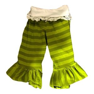Persnickety Bella Green Pants Leggings Bohemian Hippie Ruffled Hem Size 5